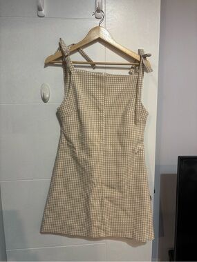 Zara Beige Gingham Mini Dress